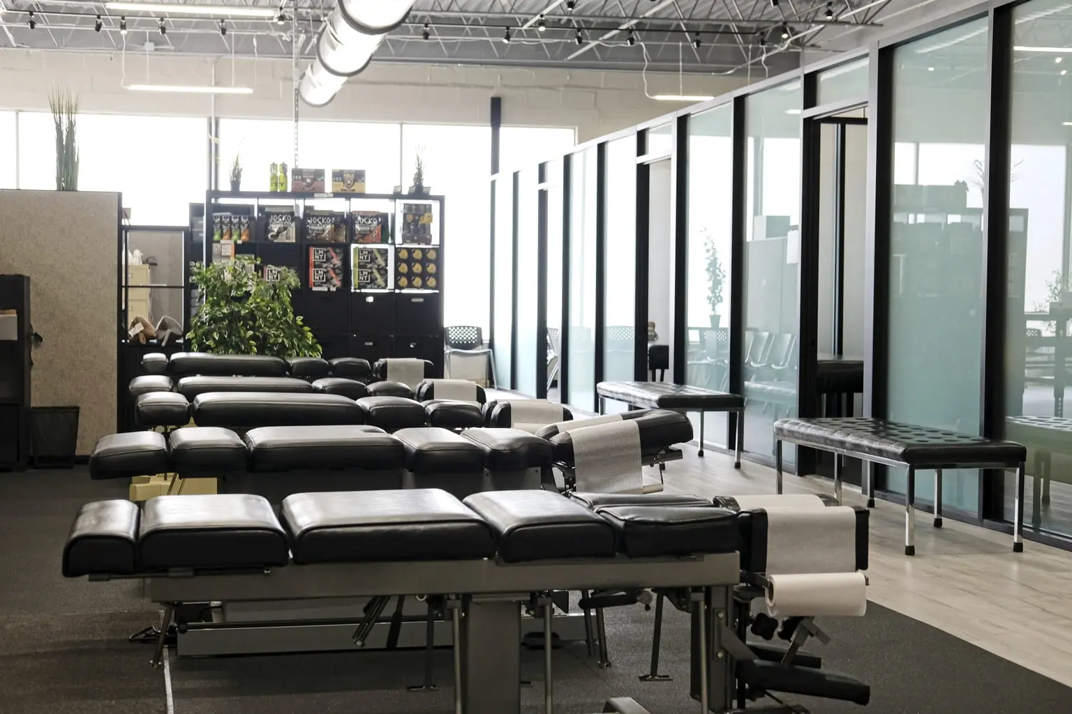 The adjustment floor Chiropractic adjustment tables at Functional Chiropractic in Huntsville, AL